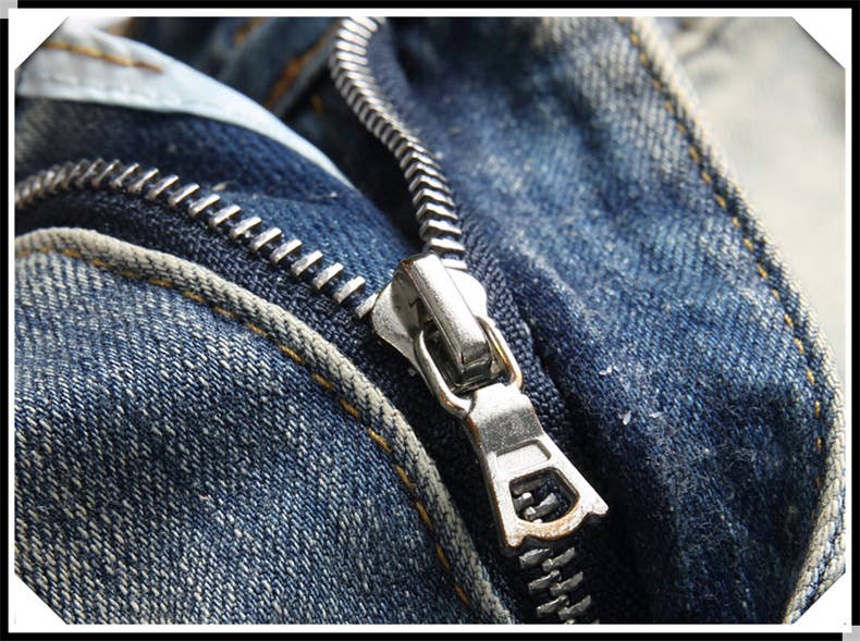 Embroidered ripped jeans men's slim fit skinny jeans
